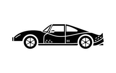 Vector hand-drawn illustration of a retro car. Personal vehicles.