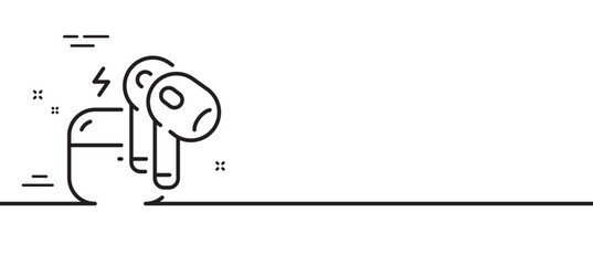 Headset line icon. Mobile accessories sign. Earphones or headphone symbol. Minimal line illustration background. Headset line icon pattern banner. White web template concept. Vector