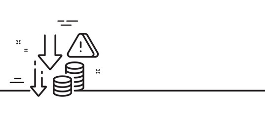 Deflation line icon. Economic crisis sign. Income reduction symbol. Minimal line illustration background. Deflation line icon pattern banner. White web template concept. Vector