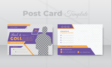 Back to College admission postcard template, education promotional postcard design