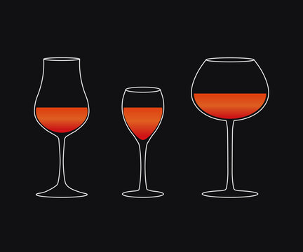 Poster with a silhouette of half full cognac glasses