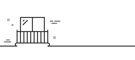 Balcony line icon. Building balconet sign. Apartment terrace symbol. Minimal line illustration background. Balcony line icon pattern banner. White web template concept. Vector