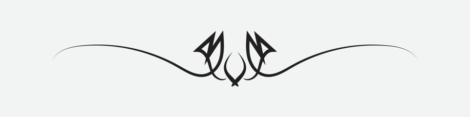 ornamental filigree flourish and thin divider. Classical vintage element, vector illustration