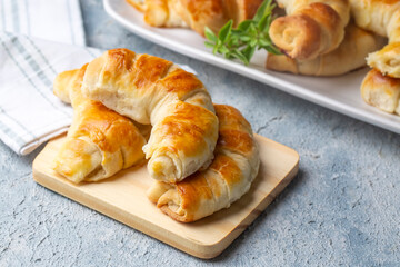 Traditional delicious Turkish food; cheese croissant pastry (Turkish name; pamuk pogaca, serit pogaca)