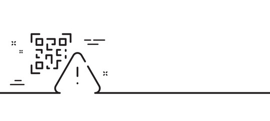 Qr code line icon. Scan barcode sign. Certificate warning symbol. Minimal line illustration background. Qr code line icon pattern banner. White web template concept. Vector