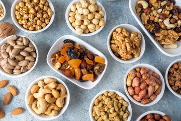 Mixed nuts on a white background