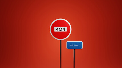 Oops, page not found - 404 in the form of traffic signs. 3d rendering