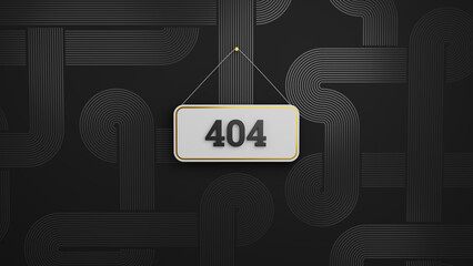 Oops, page not found - 404 on a dark minimalistic background. 3d rendering