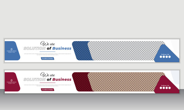 Creative modern YouTube channel banner designs template. Channel cover design layout 