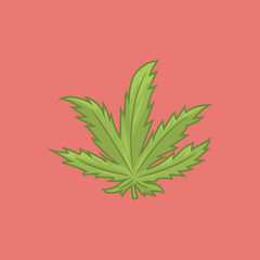 Cute marijuana leaf illustration on pink background