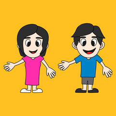 An illustration of a boy and girl