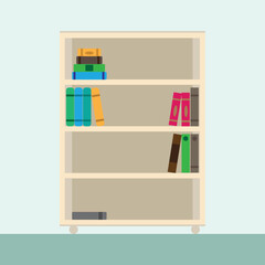 bookshelf for study and information knowledge bookstore literature vector illustration