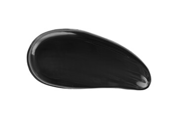 Black cosmetic gel smear. Black charcoal face mask smudge isolated on white background.