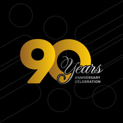 Obraz premium 90 years anniversary logotype. Golden anniversary celebration template design, Vector illustrations.