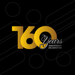160 years anniversary logotype. Golden anniversary celebration template design, Vector illustrations.