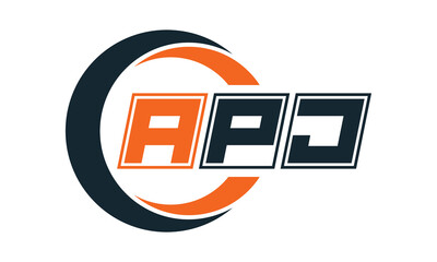 APJ three-letter circle logo design. custom font logo vector template | abstract logo | word mark logo | letter mark logo | business logo | minimalist logo | font logo |