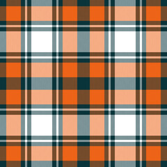 Plaid seamless pattern in orange. Check fabric texture. Vector textile print.