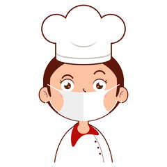 girl chef happy face cartoon cute