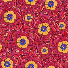 Seamless pattern with Primula or Primrose flower. Primula blossom textile patternt. Spring or summer fabric floral ornament