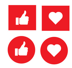 Thumbs up and heart icons , like and heart button.