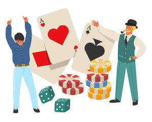 Happy casino winners poker game player vector