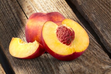 Fresh Yellow Peach fruit on the desk