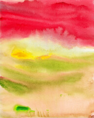 Fluid red and green watercolor texture, organic looking watercolor background