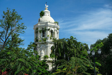 Bell tower of the Metropolitan Cathedral of Saint Paul in Vigan, Luzon Island, Philippines.