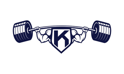 Letter K Logo With muscular shape. Fitness Gym logo.