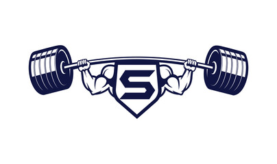 Letter S Logo With muscular shape. Fitness Gym logo.
