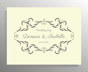 Vintage wedding invitation design. Vector template for card, poster.