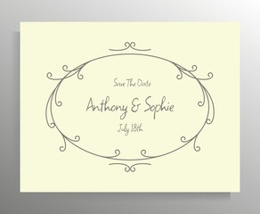 Vintage wedding invitation design. Vector template for card, poster.