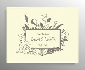 Vintage wedding invitation design. Vector template for card, poster.