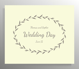 Vintage wedding invitation design. Vector template for card, poster.