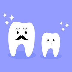 Wisdom tooth vector cartoon illustration. Childrens dental Clinic illustration. Children dental treatment 