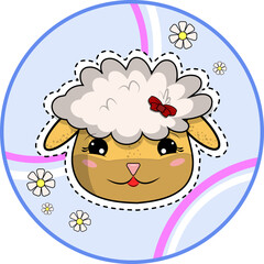 Сute little sheep sticker in vector