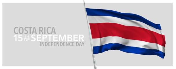 Costa Rica happy independence day greeting card, banner with template text vector illustration