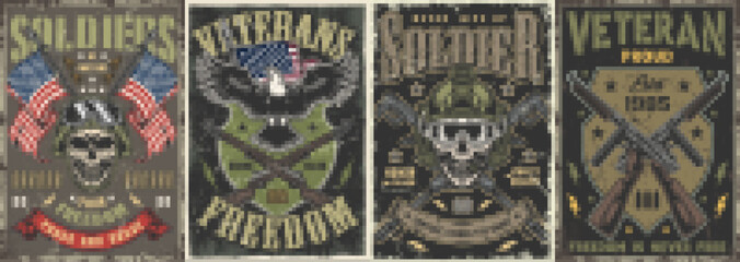 Soldier set posters colorful vintage