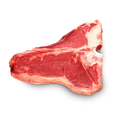 Raw Porterhouse or T-bone beef meat steak isolated on white