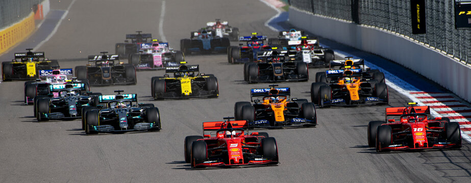 SOCHI, RUSSIA - 29 September 2019: Race Start At Formula 1 Grand Prix Of Russia 2019