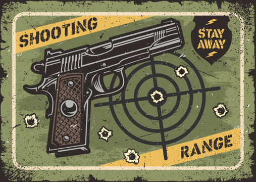 Shooting range vintage label colorful