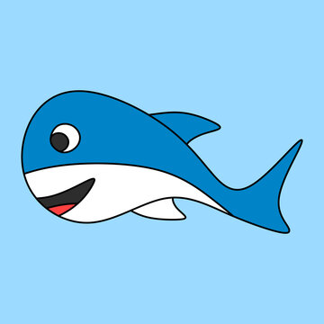 An illustration of a cute blue fish