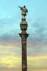 Columbus Monument (1888) in Barcelona, Spain. The piece was designed by Gaietà Buïgas i Monravà