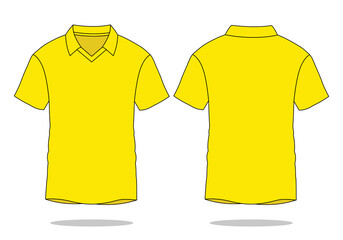 Blank Yellow Short Sleeve Football Jersey Template on White Background. Front and Back Views, Vector File.