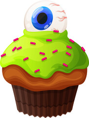 Halloween cupcake food decorated by human eye ball