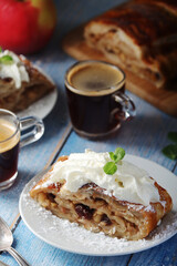 Traditional Austrian strudel with apples
