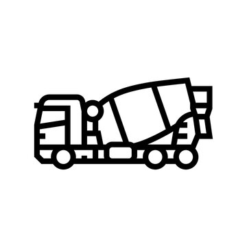 concrete mixer construction car vehicle line icon vector. concrete mixer construction car vehicle sign. isolated contour symbol black illustration