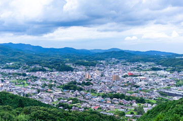 仙元山見晴らしの丘公園の展望台から望む小川町の景色