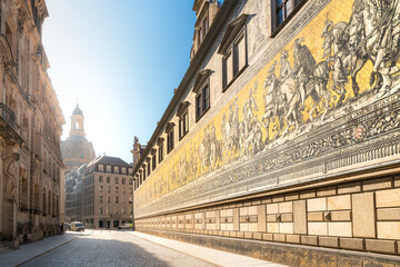 The Fuerstenzug or Procession of Princes in the old town of Dresden. It is know as the largest...