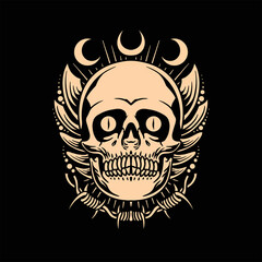 dark skull tattoo vector design